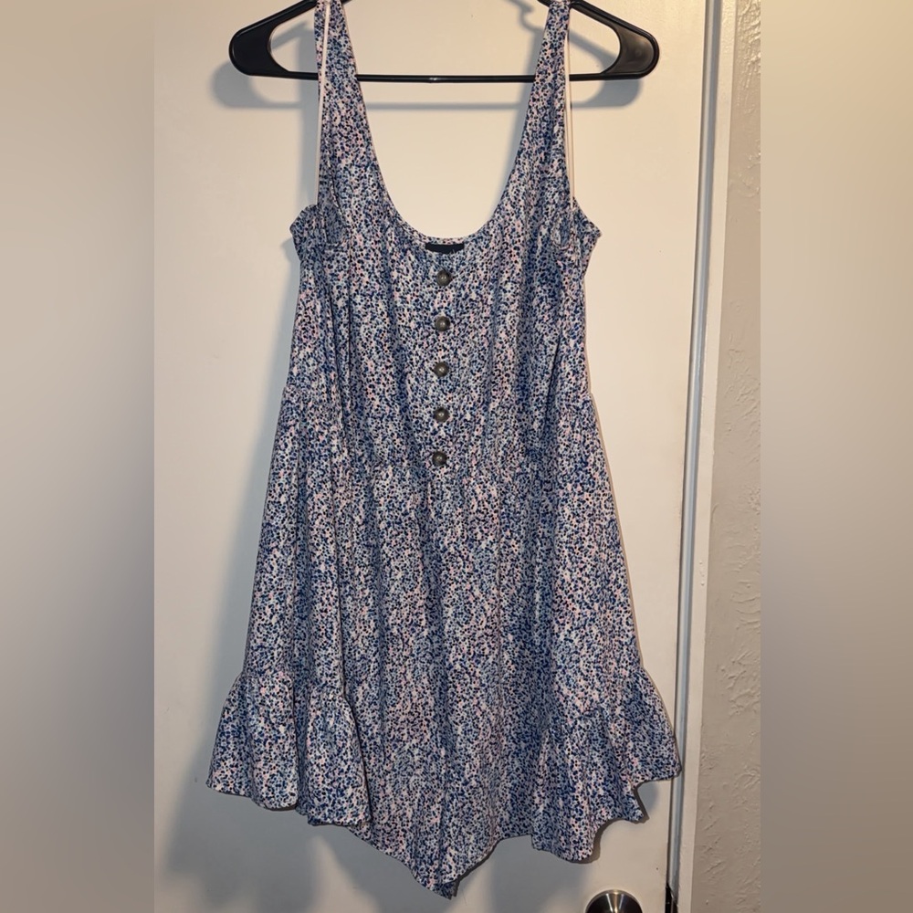 Daytrip Blue and Pink Buttoned Women’s Romper